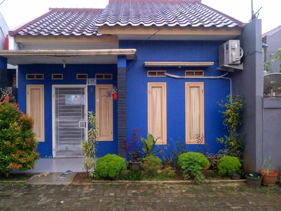 Warna cat rumah biru: Contoh gambar rumah minimalis kombinasi cat 