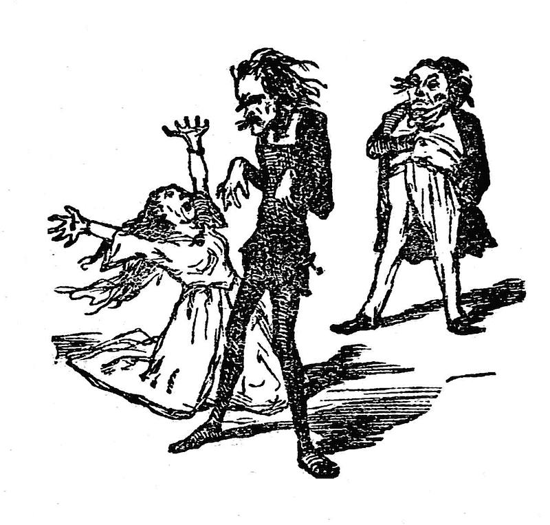 a 1855 theater actors cartoon about overacting