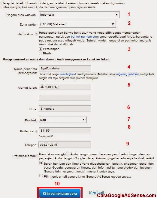 formulir pendaftaran google adsense