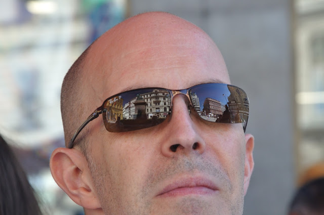 Prague reflected in sunglasses