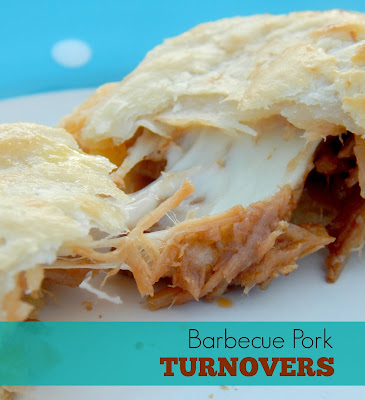 Barbecue Pork Turnovers...a 3-ingredient dough makes this stuffed turnovers flakey perfection!  Filled with delicious barbecue pork and cheese, you won't be able to put these down! (sweetandsavoryfood.com)