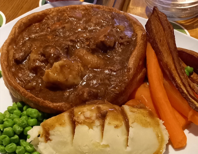 Stew and dumplings and giant Yorkshire pudding