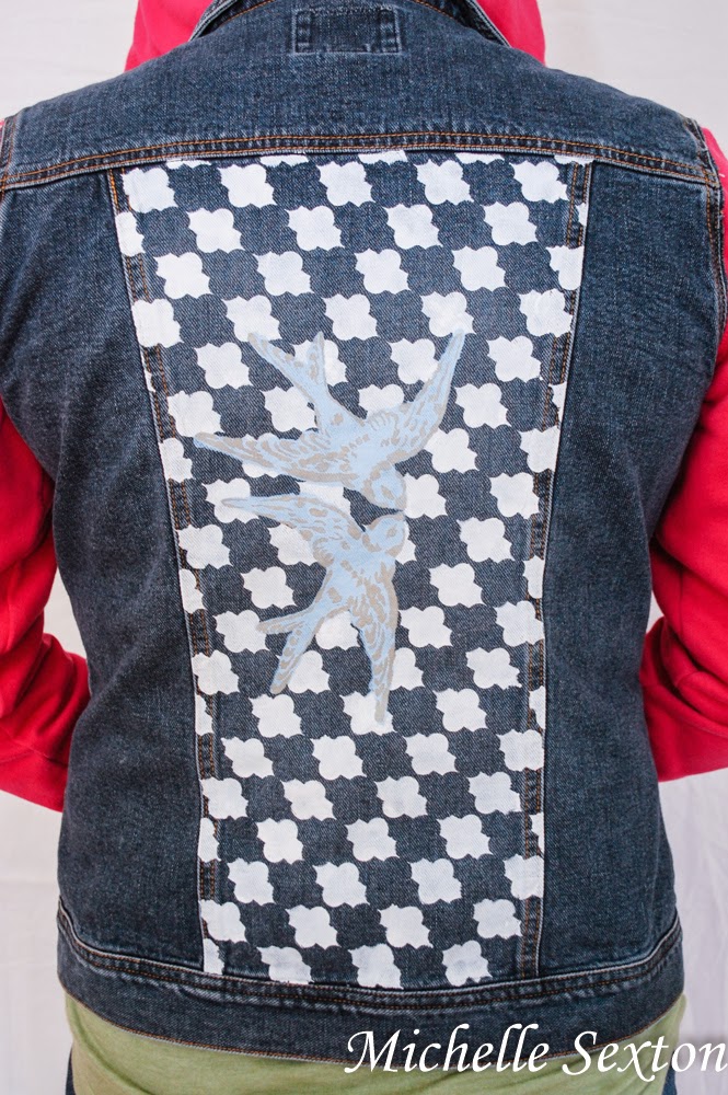 Stencils are the perfect way to add character to a denim jacket - click through and learn more at SoHeresMyLife.com