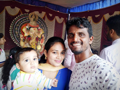 Kirik Keerthi with his wife and son