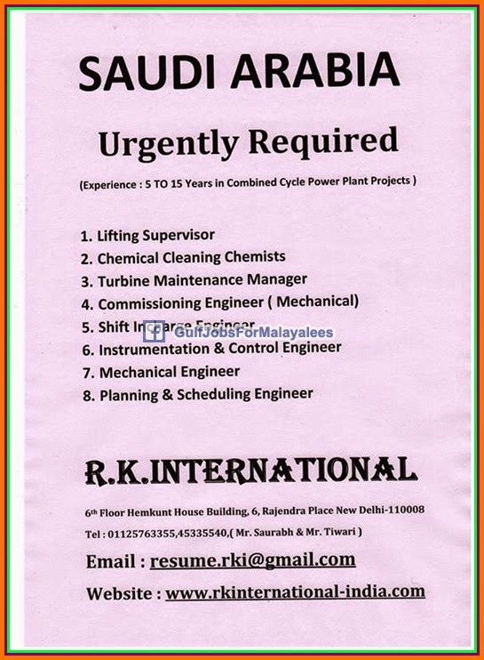 KSA Urgent job Requirement