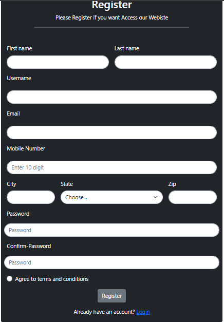 responsive registration form in bootstrap