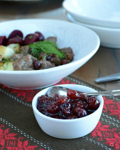 Beef Stew with Cranberries ♥ KitchenParade.com, an old Swedish recipe and easy weeknight stew, just beef slow-cooked with onion and cranberry.