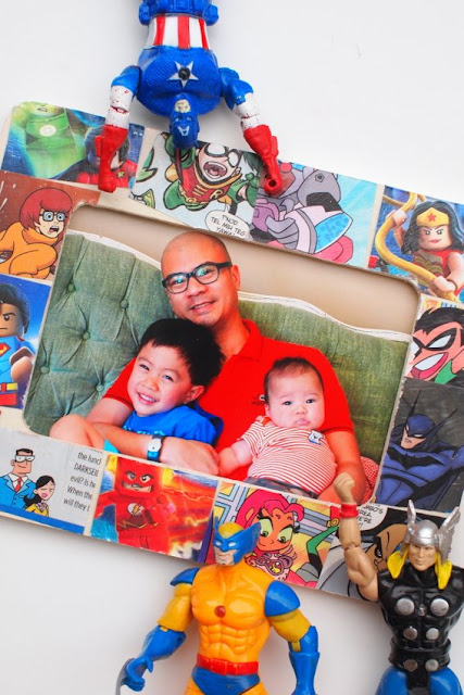 Super Hero Comic Book Picture Frame- Such a cute idea for kids to make for Father's Day! 