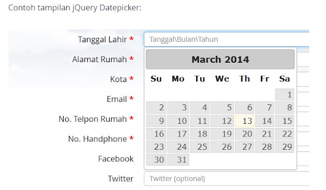 Script Code Program Di sabled Tanggal Kemarin Datepicker di PHP dan Jquery 