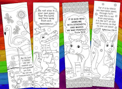cute animals bible coloring bookmarks