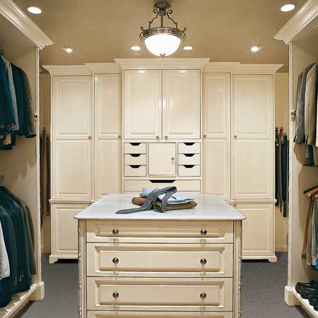Create a cabinetry island in the center of your closet for additional 