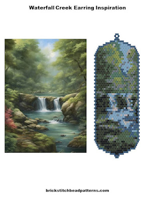 Free "Waterfall Creek" Landscape Art Earring Bead Pattern Inspiration Image