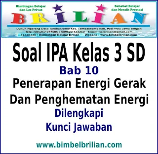  Penerapan Energi Gerak Dan Penghematan Energi Dan Kunci Jawaban  Download Soal IPA Kelas 3 SD Bab 10 Penerapan Energi Gerak Dan Penghematan Energi Dan Kunci Jawaban