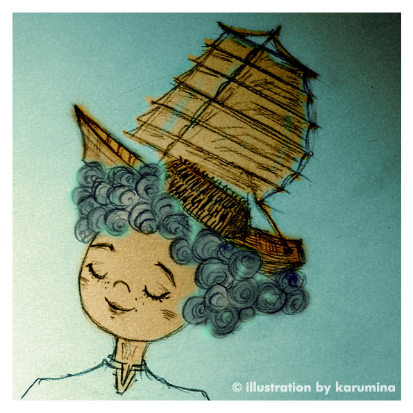 "I never remember that my ship is a sampan" illustration by karumina