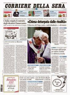 Corriere della Sera del 14 Febbraio 2013 | ISSN 1120-4982 | TRUE PDF | Quotidiano | Cronaca | Politica
Il Corriere della Sera è uno storico quotidiano italiano, primo per diffusione, con 445.000 copie di media giornaliera nel luglio 2012. Ha sede a Milano ed è pubblicato da RCS MediaGroup.
Il Corriere della Sera nacque nel febbraio del 1876 quando Eugenio Torelli Viollier, direttore de La Lombardia, e Riccardo Pavesi, editore della medesima, decisero di fondare un nuovo giornale.