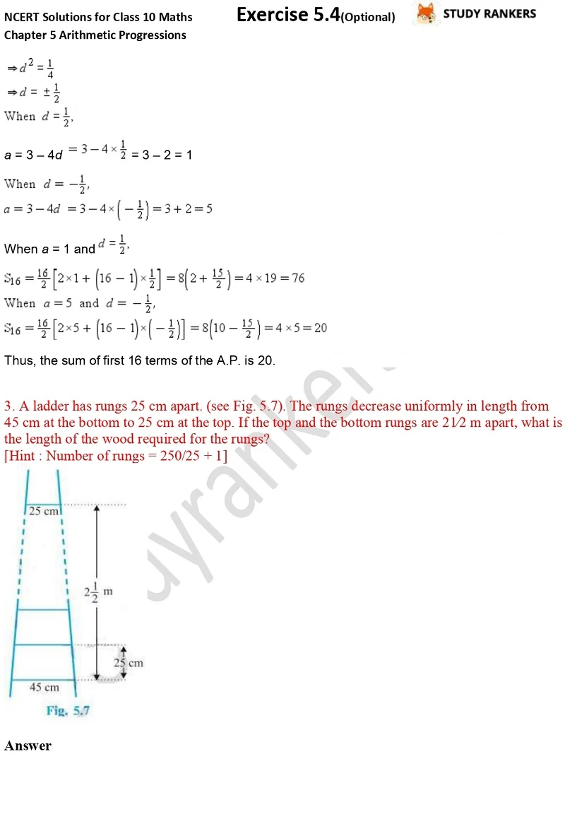 NCERT Solutions for Class 10 Maths Chapter 5 Arithmetic Progressions Exercise 5.4 Part 2