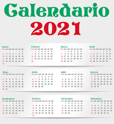 Calendarios 2021 en inglès y español - Calendarios 2021 ...