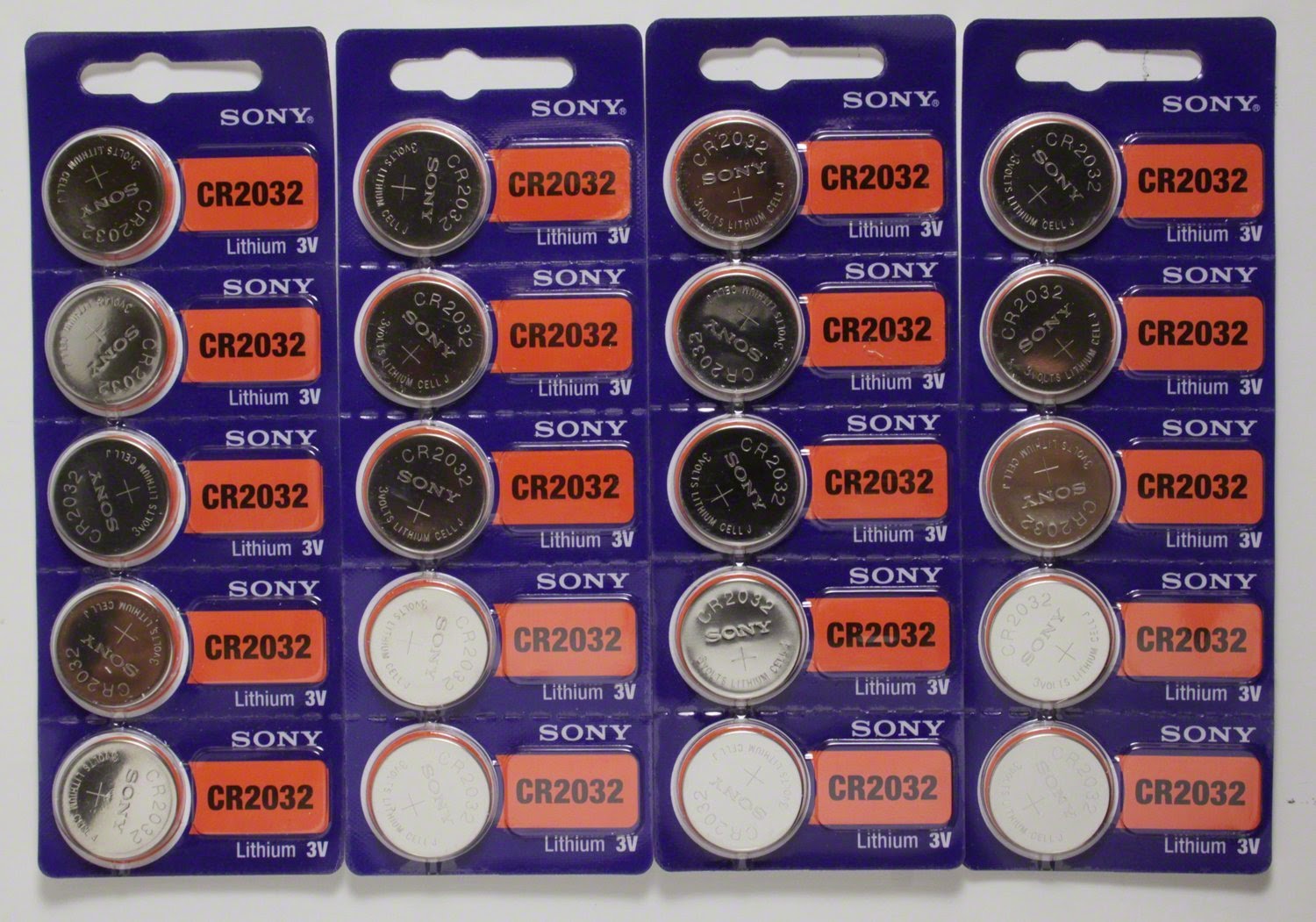 Cr2032 Sony 3V Lithium CR2032 Batteries (4 Blisters of 5), 20 Cells