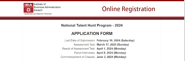 Institute Of Business Administration Karachi   National Talent Hunt Program - 2024