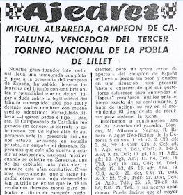 Crónica de Francisco J. Pérez en El Noticiero Universal sobre el III Torneo Nacional de Ajedrez de La Pobla de Lillet 1957 (1)