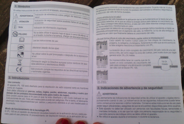 Libro instrucciones Depiladora IPL Lidl http://mujercicash.blogspot.com.es/