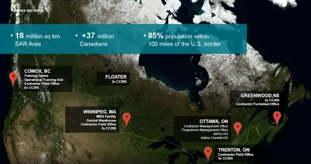 Map Attribute: New Canada CC295 operation locations / Source: Airbus