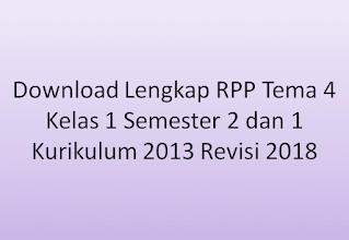 Download Lengkap RPP Tema 4 Kelas 1 Semester 2 dan 1 Kurikulum 2013 Revisi 2018