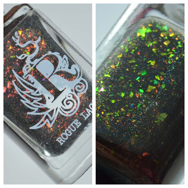 charcoal nail polish with color shifting flakies
