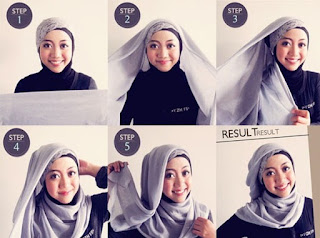 yang paling pas ialah dengan memakai hijab pashmina yang dipakai dengan tutorial yan Kumpulan Tutorial Hijab Untuk Wajah Bundar Lengkap 2017