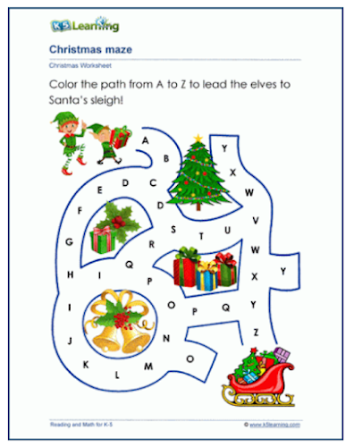 Christmas worksheets K5 Learning