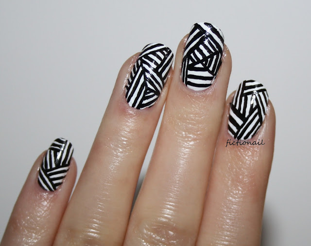 Black and White Stripes Nail Art