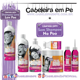 Linha Bomb - Soul Power (Shampoo Low Poo) - (Condicionador, Creme para pentear, Máscara, tônico, óleo e ampola liberados para No Poo)