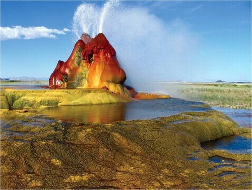 Fly Geyser; Amazing Geyser Landscape in Nevada