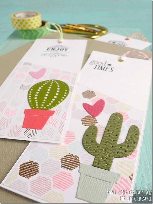 Usare Big Shot e Fustelle Sizzix per creare segnalibri con piante grasse