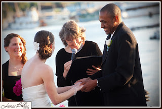 Wedding ceremony of Chris and Karen officiated by Patricia Stimac, Seattle Wedding Officiant, at the Skansonia Ferry