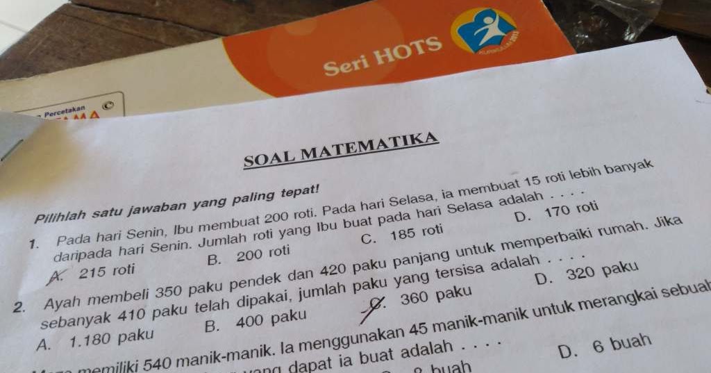 Soal Olimpiade Matematika Kelas 3 Dan 4 Sd Plus Kunci Jawabannya