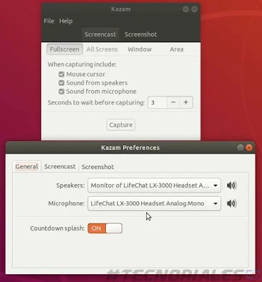 configuracion de audio kazam ubuntu