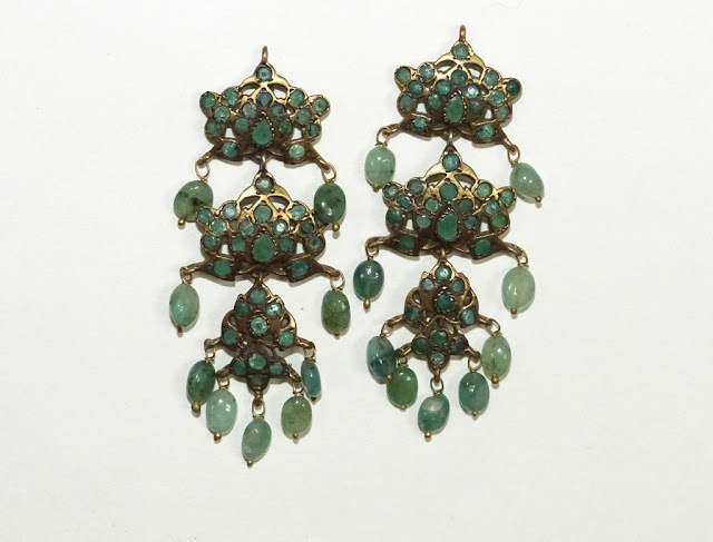 Green onyx candelabra earrings 