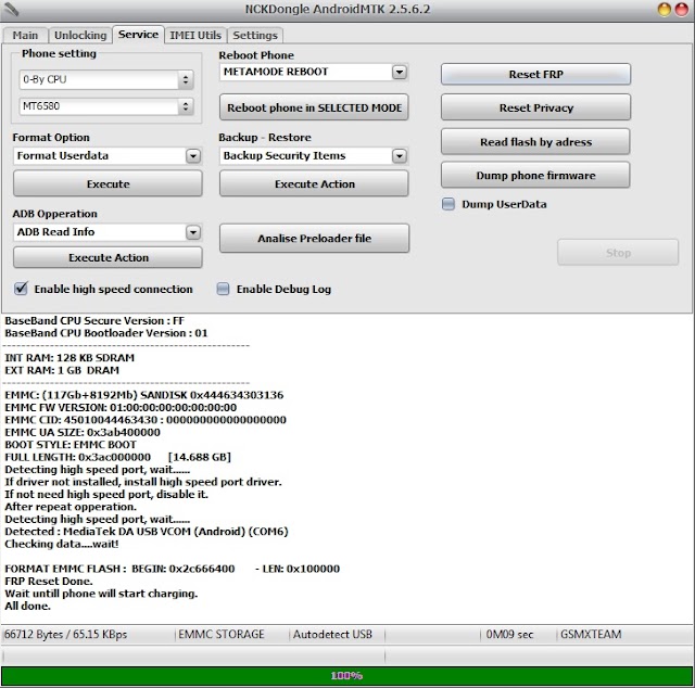 NCK Dongle MTK 2.5.6.2 Crack onclick FRP MT6580