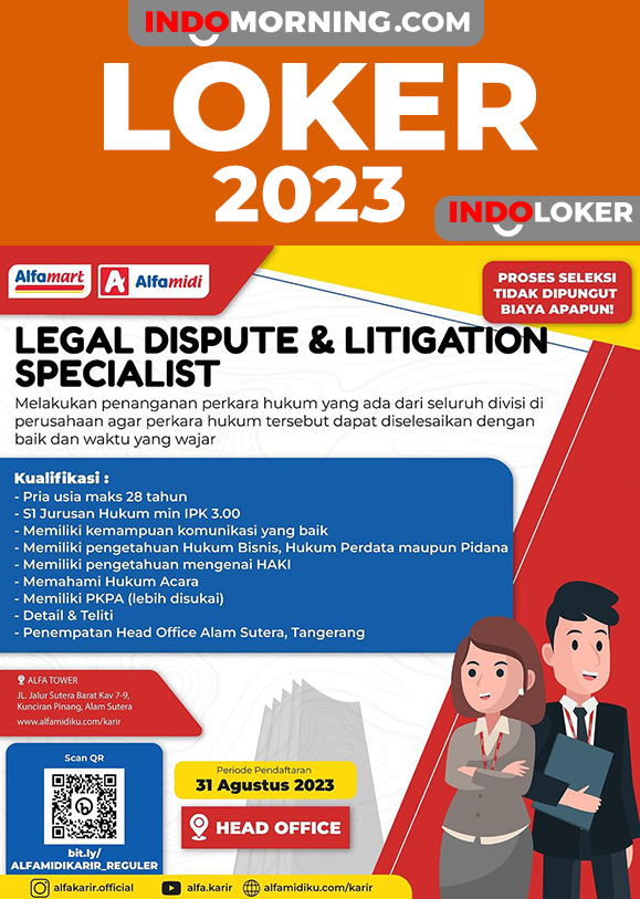 Lowongan Kerja Legal Dispute & Litigation Specialist PT Midi Utama Indonesia Tbk 31 Agustus 2023