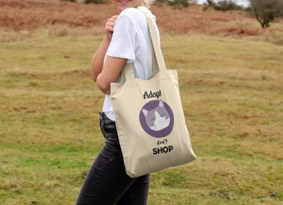 adopt don't shop cat art tote bag