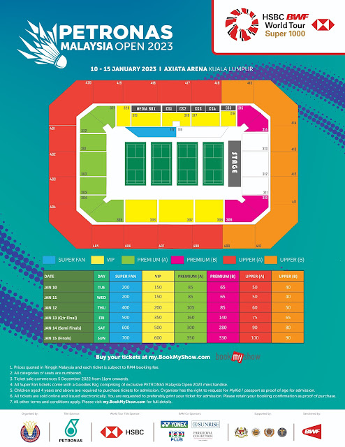 Harga & Cara Beli Tiket Masuk Kejohanan BWF Malaysia Open 2023