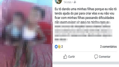 Mundo Novo-BA: Mulher anuncia doação dos filhos em rede social alegando condições financeira para cria-los