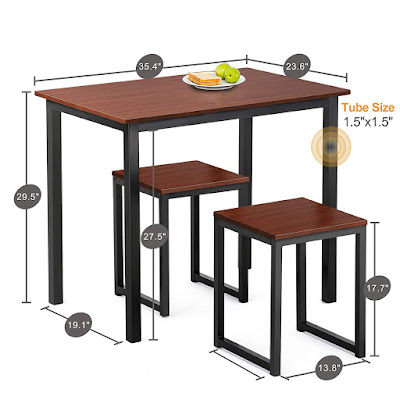 Modern Wood Dining Set with Heavy Duty Steel Frame