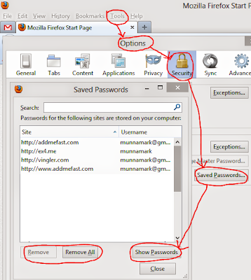How to show saved password of firefox