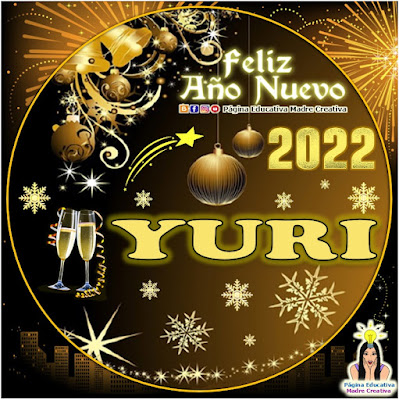 Nombre YURI por Año Nuevo 2022 - Cartelito mujer