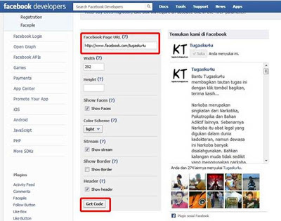 Fanspage Facebook di blog