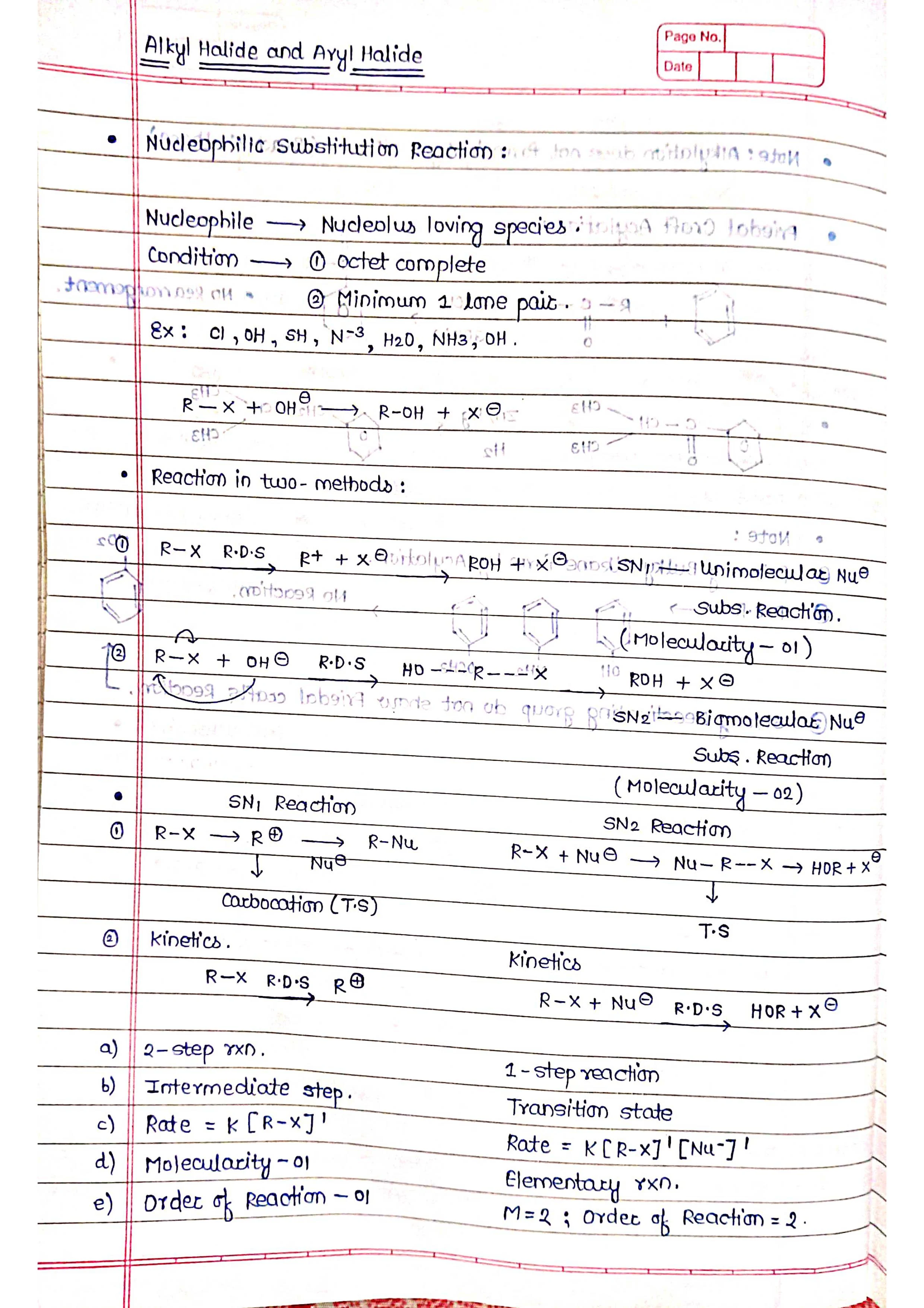 Handwritten Alkyl Halides & Aryl Halides - Short Notes 📚