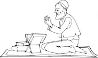 Muslim reading Quran on Eid coloring page