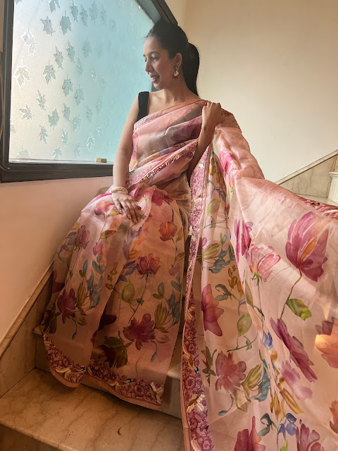 Parsi Gara hand embroidered Kota silk saree